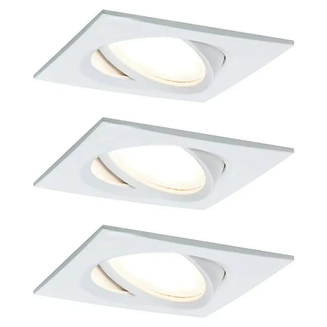 Paulmann Nova LED-Einbauleuchten-Set Plus Coin (L x B x H: 8,4 x 8,4 x 4,5 cm, Weiß matt, 3 Stk., Warmweiß)