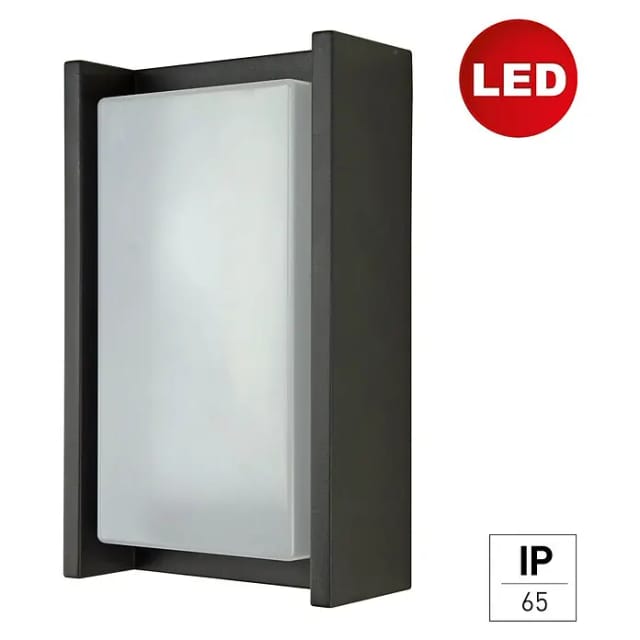 E2 elektro LED-Außenwandleuchte Cetus (12 W, 14,5 x 24 x 7 cm, Anthrazit, IP65)