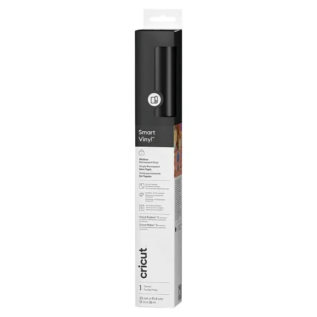 Cricut Vinylfolie Smart Vinyl Permanent (1 Stk., Schwarz, 91,4 x 33 cm, Selbstklebend)