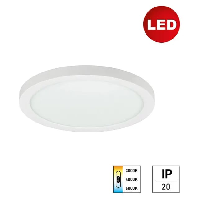 E2 elektro LED-Panel rund Space (18 W, Ø x H: 22,5 x 1,7 cm, Weiß, Warmweiß)