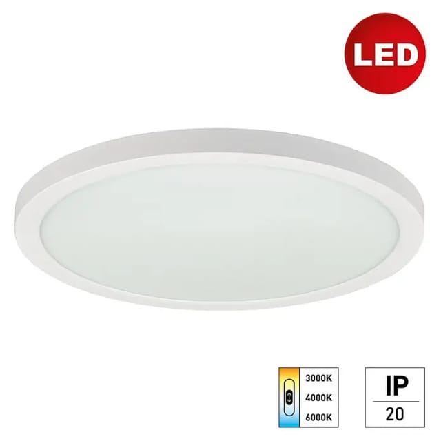 E2 elektro LED-Panel rund Space (24 W, Ø x H: 30 x 1,7 cm, Weiß, Warmweiß)