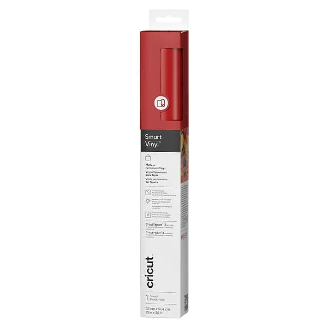 Cricut Vinylfolie Smart Vinyl Permanent (1 Stk., Rot, 91,4 x 33 cm, Selbstklebend)