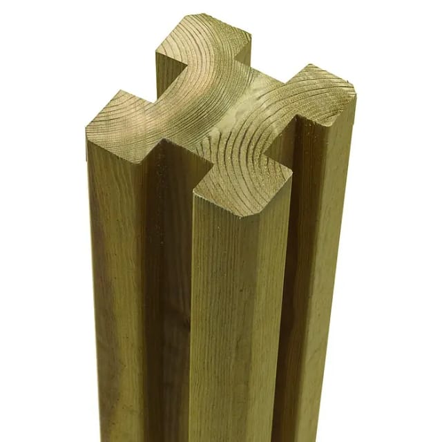 Plus Holzpfosten 4 Nuten (L x B x H: 298 x 9 x 9 cm, Kiefer, Natur)