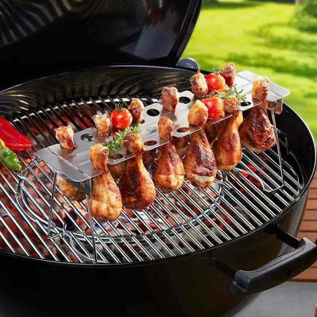 Dick Hähnchenkeulen-Halterung BBQ (Edelstahl, L x B x H: 43,5 x 15,8 x 15,5 cm)