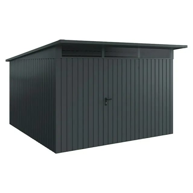 EcoStar Euroline Metallgerätehaus (Außenmaß inkl. Dachüberstand (B x T): 325 x 358 cm, Höhe: 212 mm, Stahl, Anthrazit, Einzeltür)