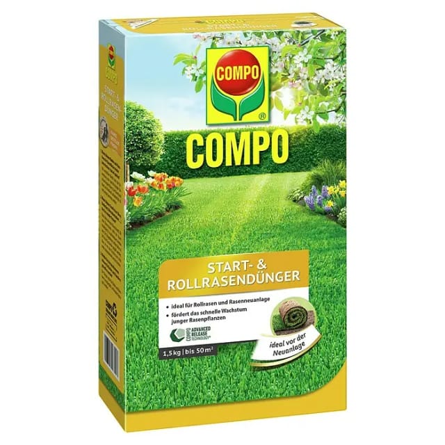 Compo Langzeitdünger Start- & Rollrasen (1,5 kg, Max. Anwendungsfläche: 50 m²)