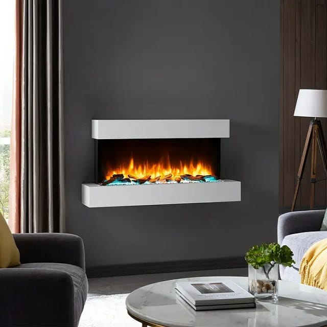 Balderia Elektrischer Kamin IG-WE 3D-Flammeneffekt (Weiß, 110 x 25 x 58,4 cm)