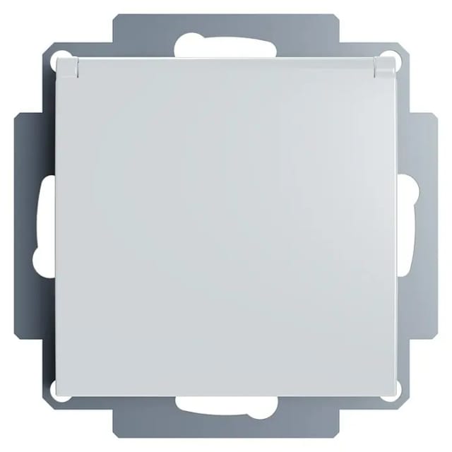 Klappdeckelsteckdose I500 (Alpinweiss, Glänzend, Kunststoff, Unterputzmontage)