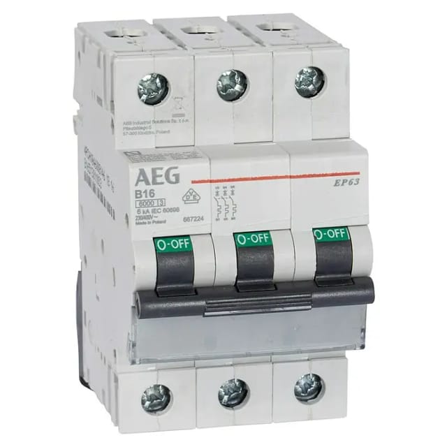AEG Leitungsschutzschalter EN60 3P 16 A B6 kA (B, 16 A, Bemessungsfehlerstrom: 6 kA, 3 Stk.)
