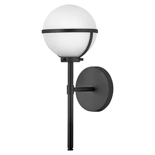 Elstead Wandleuchte Hollis (40 W, L x B x H: 19 x 15,6 x 40,3 cm, Schwarz, E14, Opal)