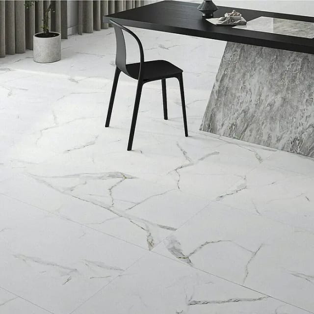 Feinsteinzeugfliese Rock Ford (L x B x S: 60 x 120 x 0,8 cm, Weiß/Grau, Glänzend)