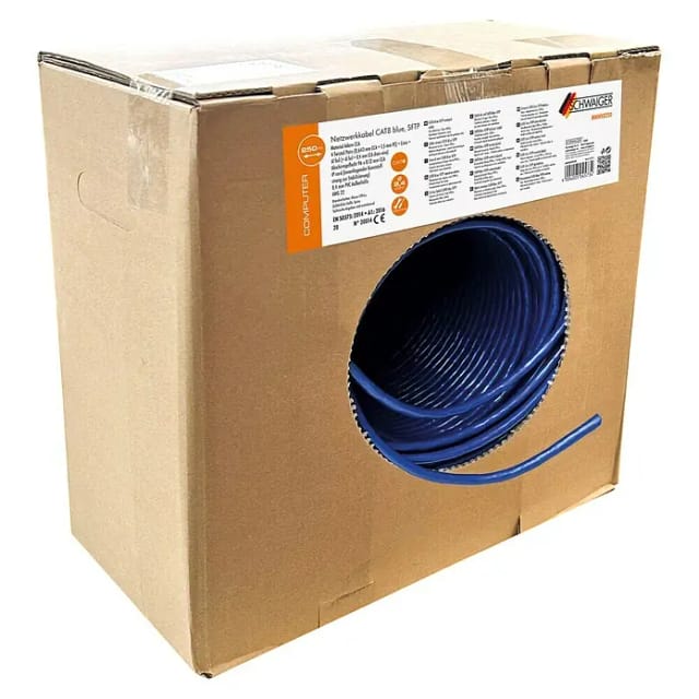 Schwaiger Netzwerkleitung CAT 8 S/FTP (Blau, 250 m)