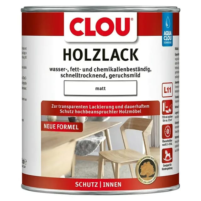 Clou Aqua Holzlack L11 (Farblos, Matt, 750 ml)