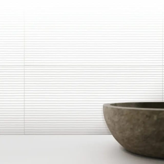 DryTile Wandfliese Palazzo Strukturiert Linie (30 x 60 cm, Weiß, Glänzend)