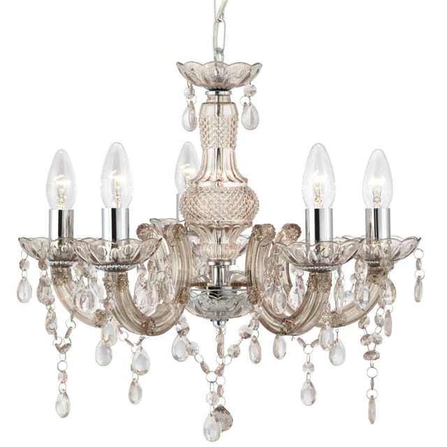 Searchlight Pendelleuchte Marie Therese (60 W, L x B x H: 48 x 48 x 41 cm, Rosa Chrom, E14)
