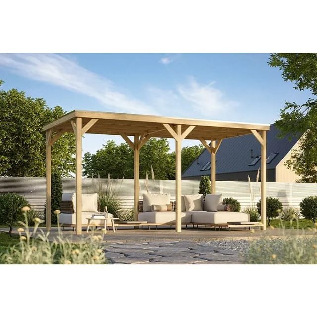 Karibu Gartenpavillon Cubeco (453 x 231 cm, Holz, Natur)
