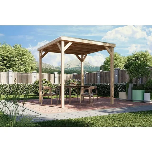 Karibu Gartenpavillon Cubeco (231 x 231 cm, Holz, Natur)