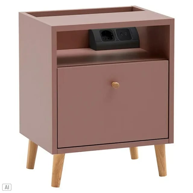 Schildmeyer Bjarne Nachttisch (L x B x H: 32,7 x 40,2 x 50 cm, Mauve, Anzahl Schubladen: 1 Stk.)