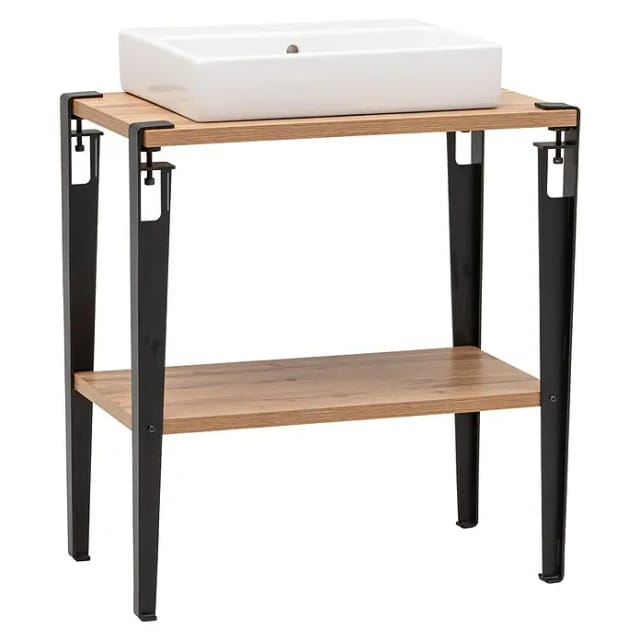 Schildmeyer Tonder Badmöbel-Set (Gesamtbreite Badmöbel: 71 cm, Eiche Landhaus/Schwarz, Matt)