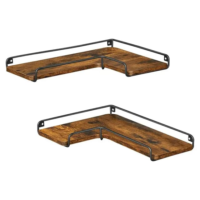 Wandregal-Set (H x B x T: 4 x 40 x 29 cm, Schwarz/Braun, 2 Stk.)