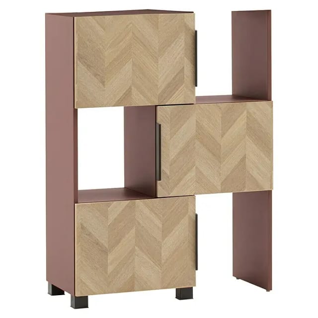 Schildmeyer Piazza Schieberegal (L x B x H: 34,7 x 46,9 x 101,6 cm, Eiche Hell/Mauve)