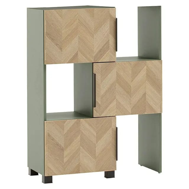 Schildmeyer Piazza Schieberegal (L x B x H: 34,7 x 46,9 x 101,6 cm, Eiche Hell/Pistazie)
