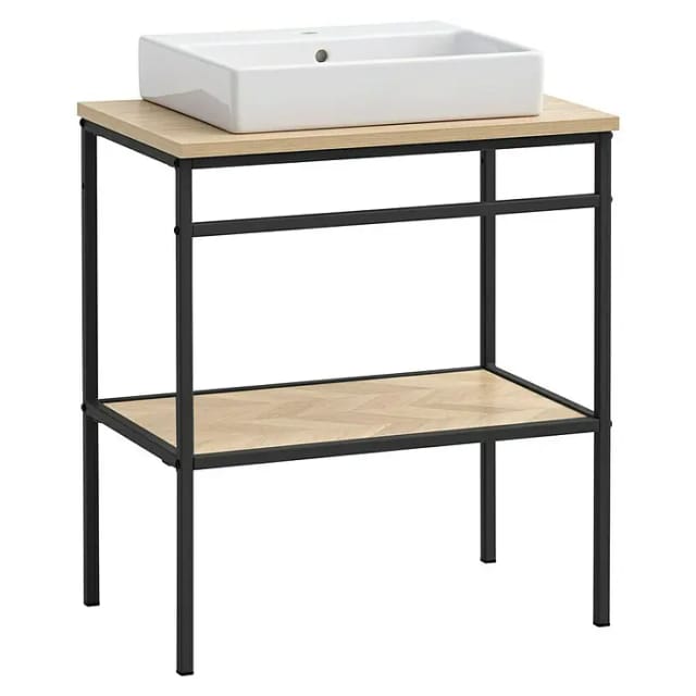 Schildmeyer Lorna Badmöbel-Set (Gesamtbreite Badmöbel: 70 cm, Eiche Hell/Schwarz, Matt)