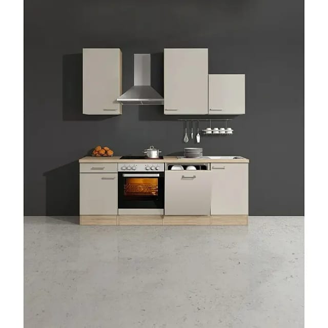 Flex-Well Palma Küchenzeile (Breite: 220 cm, Beige, Mit Elektrogeräten)