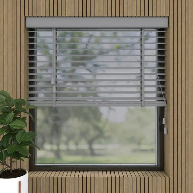 Jalousie Bambus (B x H: 110 x 130 cm, Grau, Holz)