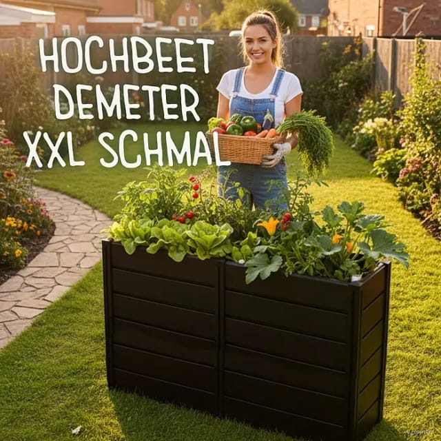 KHW Hochbeet Demeter - XXL schmal (158 x 44 x 92 cm, Kunststoff, Anthrazit)