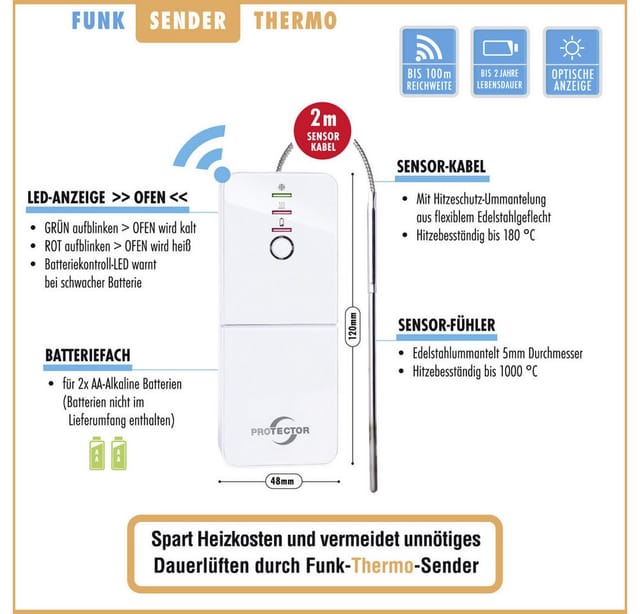 PROTECTOR Thermo-Funk-Abluftsteuerung ASK 6030, mit Kinetik Fenster-Sender, Einbauvariante