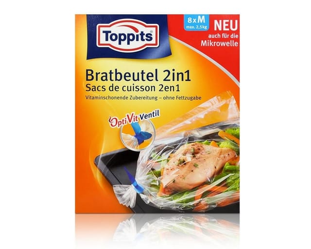 Toppits Küchenorganizer-Set Toppits Bratbeutel 2in1 Inhalt 8 stk. - Größe M - max. 2,5 kg