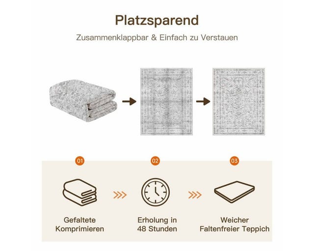 PURECOZY Teppich Kurzflor im Persien-Stil, rutschfest und pflegeleicht, rechteckig, Höhe: 5 mm, geeignet für verschiedene Innenräume