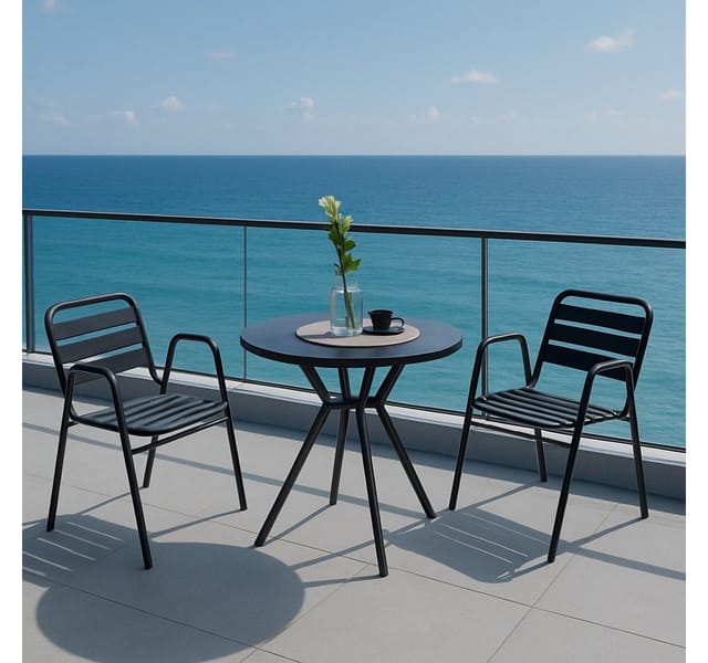 Liadomo Gartentisch Lesina (wetterfest & modern, 1 Tisch), Aluminium Gartentisch in Anthrazit, rund, 80 cm