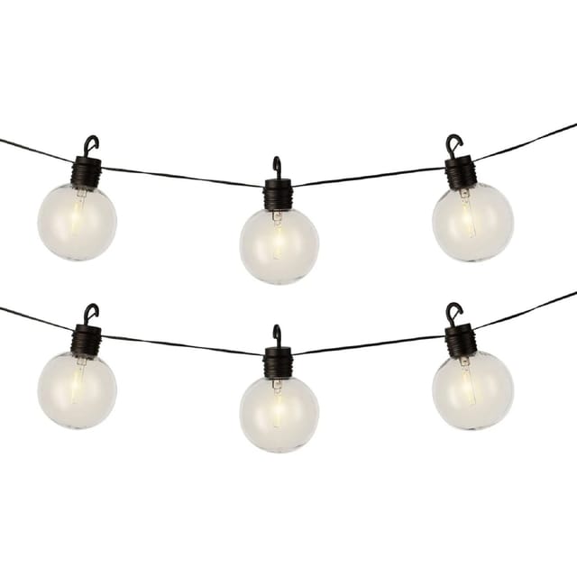 Lumineo LED-Girlande, LED Solar Lichterkette Kugeln 5,8m Kunststoff Transparent / Warmweiß