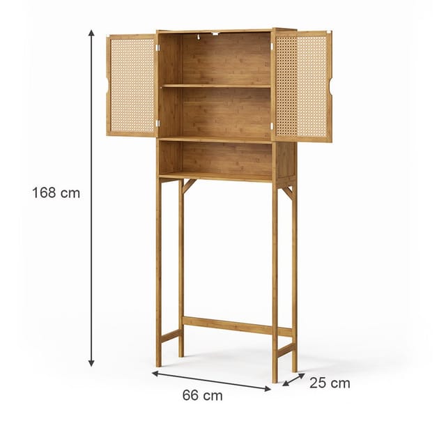 Vicco Waschmaschinenumbauschrank Liora, Bambus, 66 x 168 cm mit 2 Türen (1-St)