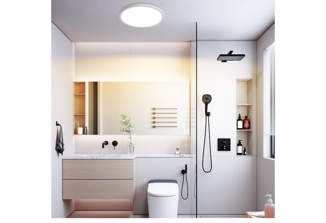 Nettlife LED Deckenleuchte Badezimmer Flach 30CM 24W Rund Weiß, Nicht Dimmbar, LED fest integriert, Warmweiß, Küchenlampe für Flur Küche Schalfzimmer Klassenzimmer