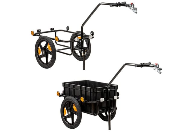 Zelsius Fahrradlastenanhänger Fahrradanhänger mit Abdeckung, Transportwagen, Fahrradwagen, Handwagen, Herausnehmbare Kunststoffbox