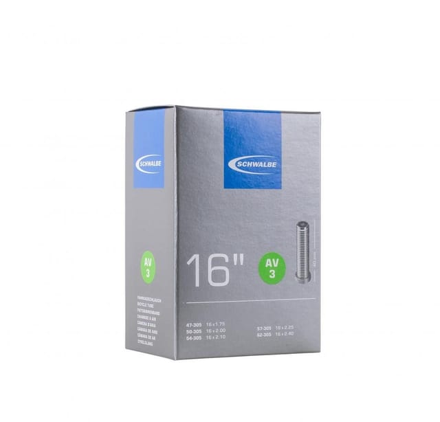 Schwalbe Fahrradschlauch Schwalbe Schlauch AV3 16x1.75-2.50 Zoll (47/62-305) 16 Zoll AV 40mm Au