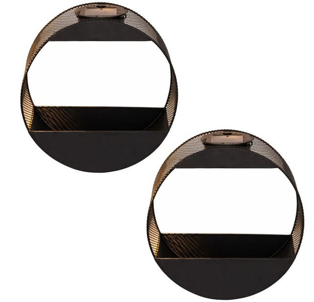 Solar Wandleuchte Pflanzgefäß Außenleuchte Led Unifarben Metall D 25 Cm, 2er Set