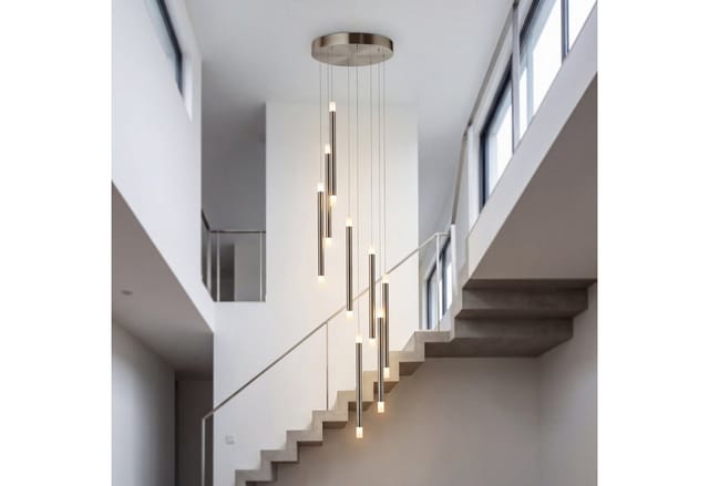 Led Pendelleuchte Modern B: 32 Cm H: Max. 150 Cm Up Down Metall In Nickel Matt 2700 K 1019 Lm Hängelampe