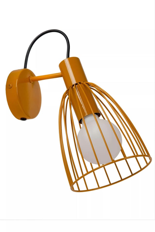 Kinderlampe Metall Verstellbar B: 15 Cm Ockergelb E27 Käfigschirm Wandlampe Wandspot
