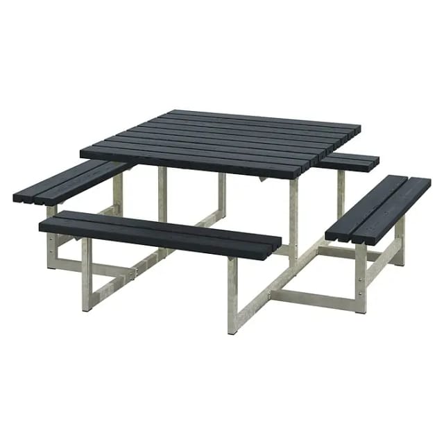 Plus Sitzgruppen-Set Picnic (Schwarz, Kiefer/Fichte & Stahl, Ohne Rückenlehne)