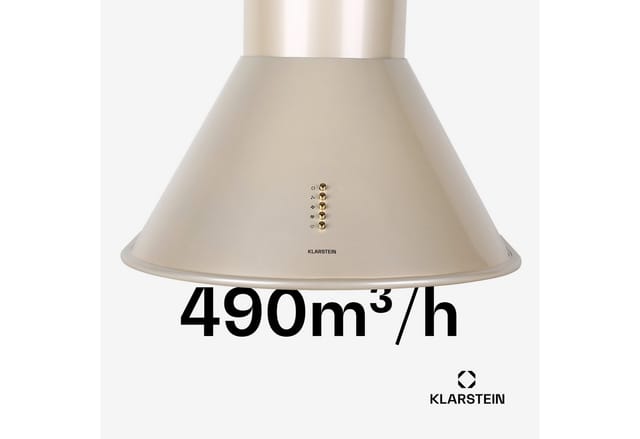 Klarstein Lumio Primo Retro-Dunstabzugshaube 60cm 490 m³/h LED-Leuchten Beige
