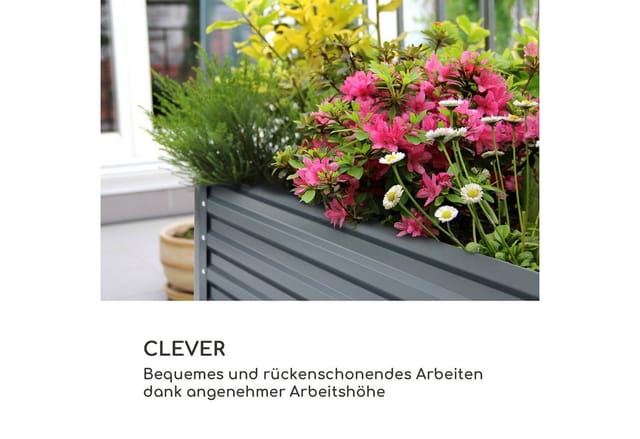 Blumfeldt High Grow Straight Hochbeet 180x60x90 cm 970 L Stahl Verzinkt Rechteckig Anthrazit