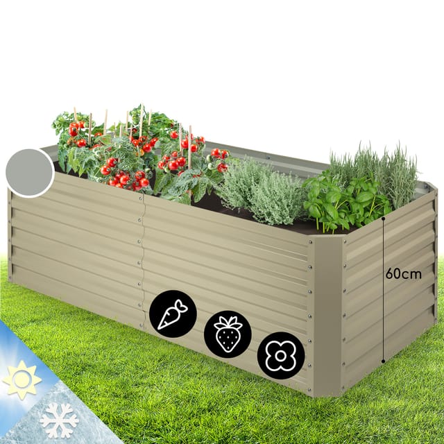 Blumfeldt High Grow Straight Hochbeet 180x60x90 cm 970 L Stahl Verzinkt Rechteckig Sand