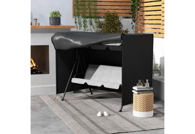 Outsunny Abdeckung für Schaukel Polyester Schwarz 205L x 124B x 164H cm