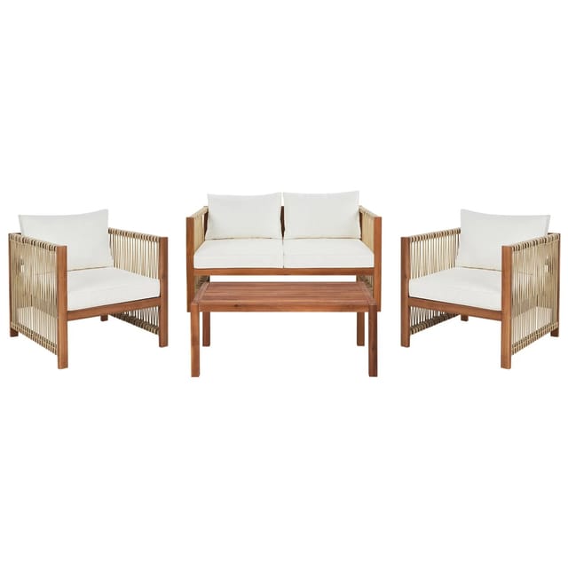 Beliani Lounge Set Heller Holzfarbton Beige