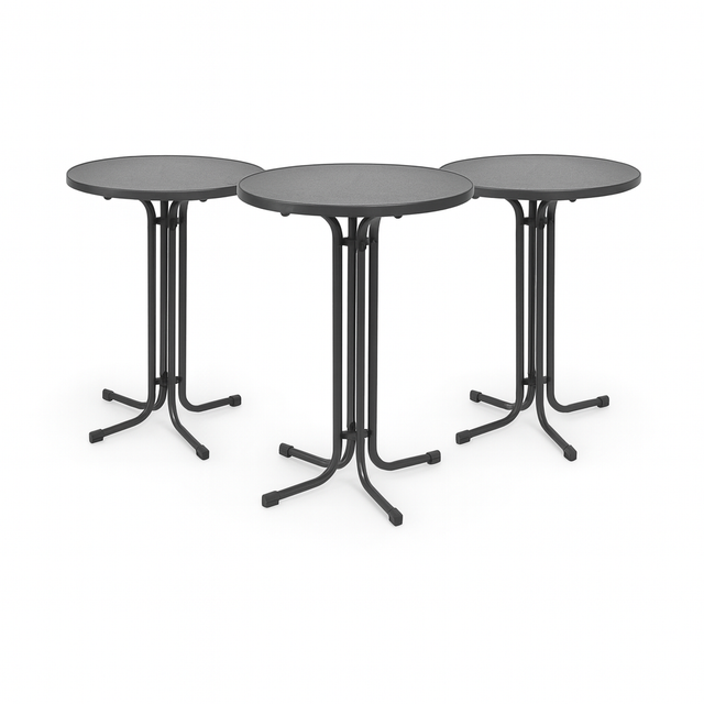 Beautissu Bellini Stehtisch Ø60xH110cm Grau 3tlg