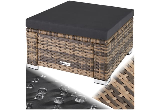 Tectake Rattan Sitzhocker Bitonto Widerstandsfähig Uvbeständig Natur